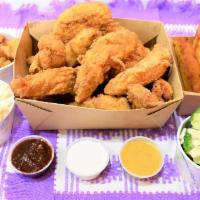 15 Pieces Fingers Combo 4 sides · all Natural 15 pieces Chicken  fingers served with homemade Dipping sauce and  4 sides of yo...