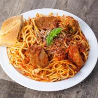 Pasta with Meatballs in Tomato Sauce · Ball of seasoned meat.