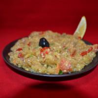 Eggplant Salad · Char-grilled eggplant, green and red peppers, parsley flavored with garlic, herbs, fresh lem...