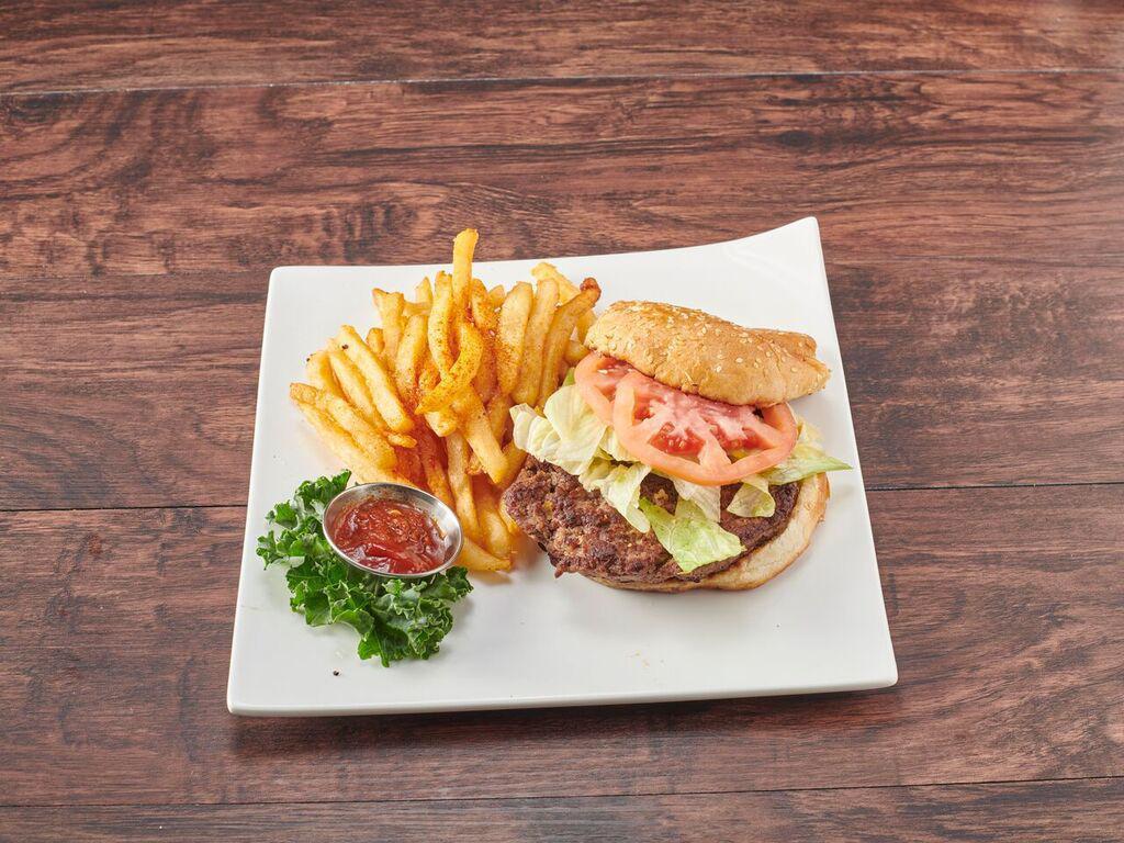 Beef Burger Deluxe · Served on a toasted bun. 