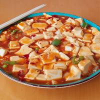 104. Bean Curd Szechuan Style · Served with rice. Spicy.