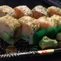 S7. King Crab Avocado Roll · Rolled with marble seaweed.