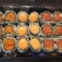 C8. Spicy Combo · Spicy California, salmon and tuna roll.
