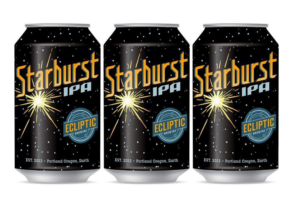 Ecliptic Starburst IPA   IBU 75   ABV 7.8%   Gravity 17.5 · Brewed with Amarillo, Azacca, Centennial, Citra, Mosaic and Simcoe hops for fresh flavors of citrus, fruit and pine. 100% Pale malt makes for a super clean finish and puts the focus on the hop flavors and aromas.