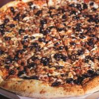 Combo Classico Pizza · Mounds of fresh mushrooms, natural black olives and crumbled Italian sausage.