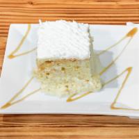 Abuelita's Tres Leches Cake · Grandma's rich 3 milk cake topped with vanilla bean frosting.