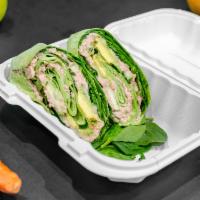 Tuna Salad Wrap · Tuna, celery, onions, cucumber, avocado, spinach.