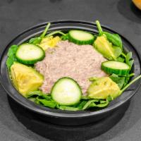 Tuna Salad · Tuna, Spinach, Cucumber, Avocado, Balsamic Vinegar & Olive Oil 
