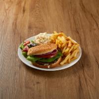 Cheeseburger Platter · Served with french fries, coleslaw and salad.