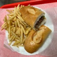 Philly Cheesesteak with Fries and Can Soda · Come with grill red onion and green pepper and May and ketchup with nicely toasted hero brea...