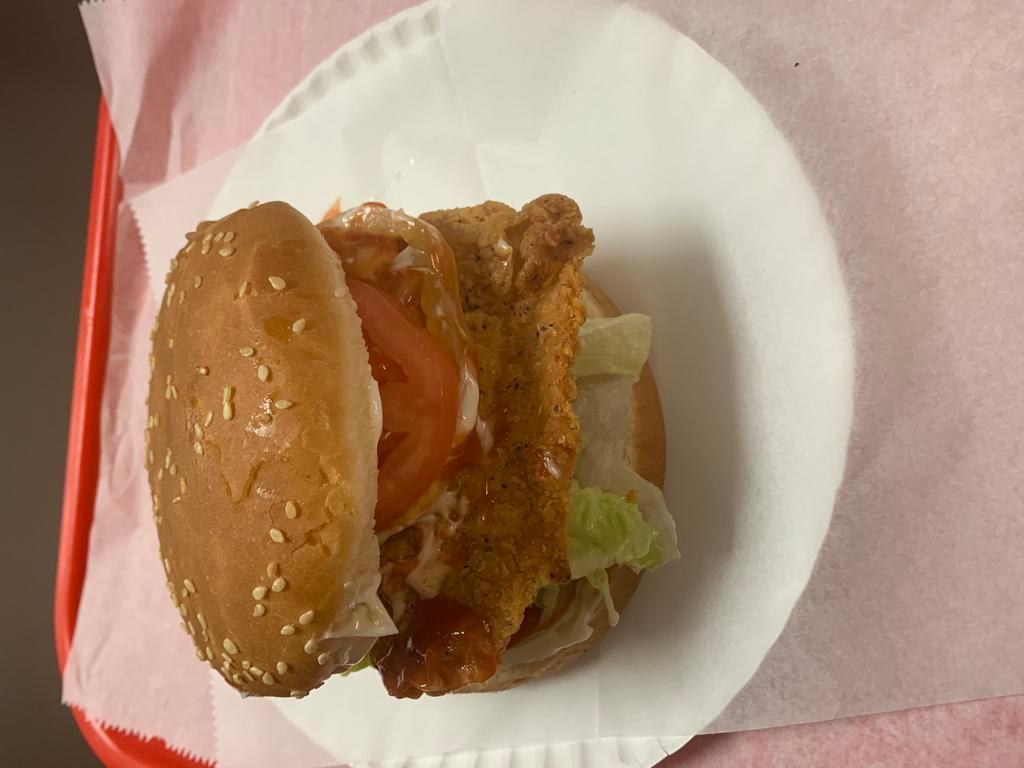 Spicy Chicken Sandwich · Come with mayonnaise ketchup lettuce and tomatoes on toasted bun 🤪🤪