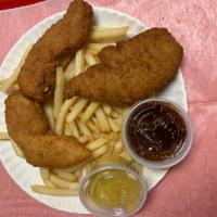 3 Piece Chicken Tenders Combo fries and soda · 