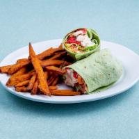 Hot Southwest Chicken Wrap · Grilled chicken breast, lettuce and tomato topped with pepper jack cheese, chipotle ranch an...