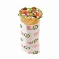 Gyros Pita · Seasoned strips of lamb and beef, spinach, cucumbers, tomatoes, onions, black olives, feta, ...