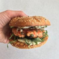Salmon Burger · Arugula, tartar sauce.