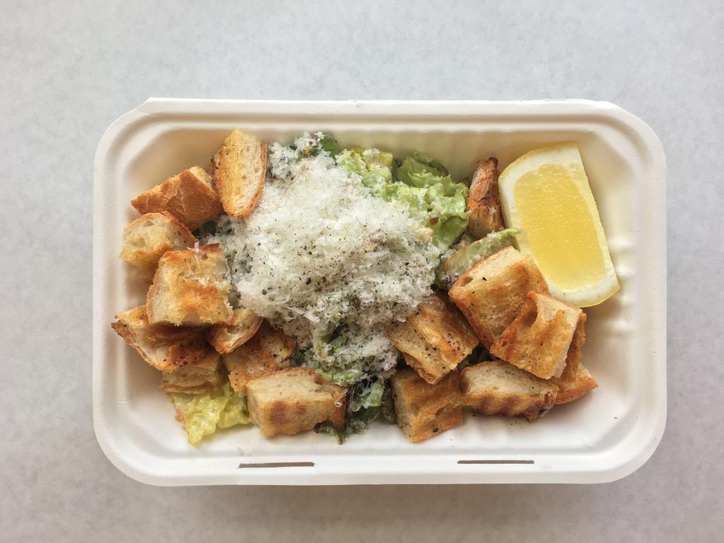Caesar Salad · Baby kale, crouton, lemon. Add Dungeness crab or prawns for an extra charge.