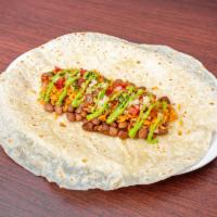 Veggie Burrito ·  With: whole beans, rice, avocado sauce and pico de gallo. 