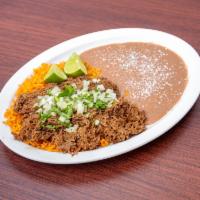 Birrira Plate · Shredded slow cooked birria style meat, covered birria broth and garnished with onions, cila...