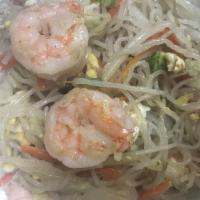 60. Shrimp Chow Mei Fun · Soft thin noodles.