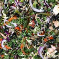 Vegan Pizza Gluten-Free · Black olives, red peppers, artichoke, mushrooms, onions, parsley and homemade marinara sauce...