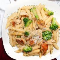 Penne with Alfredo · White sauce.