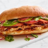 3. Italian Grilled Chicken Sandwich · Avocado, lettuce, tomato, onions, bell peppers, sweet pepper, chipotle mayo and beef bacon.