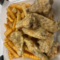 10 Wing Basket · 10 wing basket comes with plain fries or upgrade your fries for $1. 