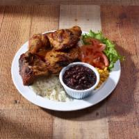 Pollo ala Braza · Rotisserie chicken marinated in special sauce and sofrito, slowly roasted.
