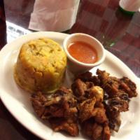 Mofongo and Fried Chicken · Made with choice of plantains, cassava or yucca.