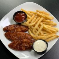 Sauced and Tossed Tenders  · Chicken Tenders tossed in your sauce of choice. Served with Fries. Ranch on the side. 