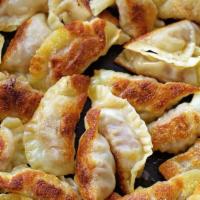 Pot Stickers · Ground chicken with veggies wrapped in a wonton paper. deep fried until crispy and paired wi...