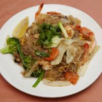 Woon Sen · Sauteed glass noodles with mixed vegetables and egg or add a protein.