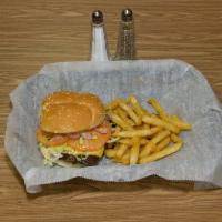Cheeseburger Combo · Includes a side of fries and can of soda or small water.