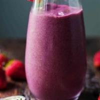 Acai Berry Smoothie · Organic Sambazon acai, strawberries, blueberries, bananas, and almond milk.
