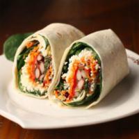 All Vegetarian Wrap · Baby spinach, carrots, black beans, red peppers, chick pea, onion, corn, and parmesan