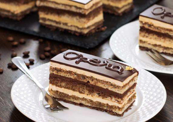 Opera Dessert · A vanilla layered cake with coffee and ganache with coffee mousse