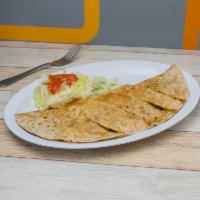 Quesadilla grande Lunch · Choice of meat and melted white cheese with tortillas (flour or corn).