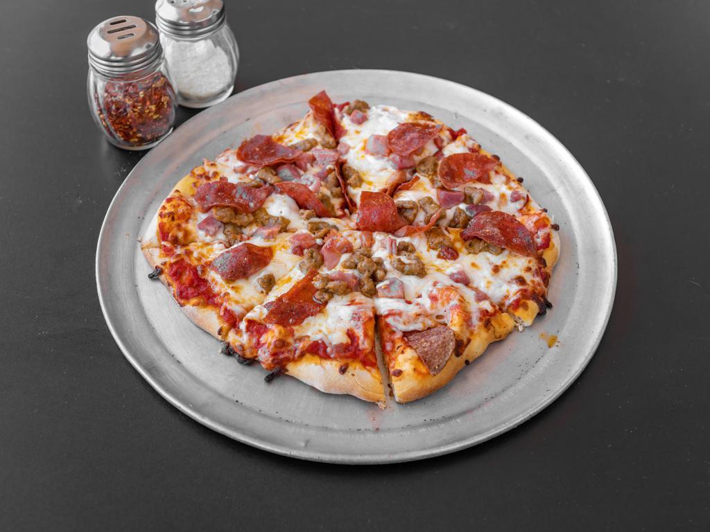  Meat Lovers Special Pizza · Spicy sausage, bacon, pepperoni, Canadian bacon, pizza sauce, mozzarella/provolone cheese