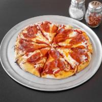 Pepperoni Pizza · Pepperoni, pizza sauce, mozzarella/provolone cheese