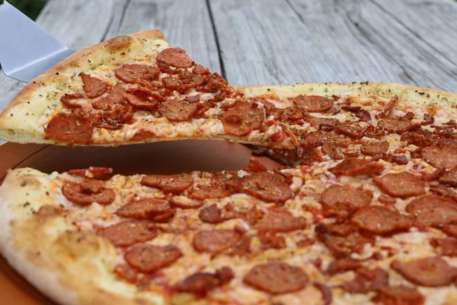 Slice: Plain Ass Pepperoni · A generous layer of Pepperoni, sprinkled with Parmesan Cheese.