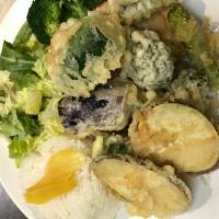 Vegetable Tempura Platter · Served with white  rice and house green salad.