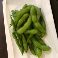 Edamame · Green soy beans in shells.