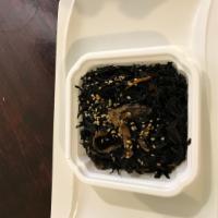 Hijiki · Cooked black seaweed.