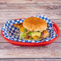 Anaheim Chicken Sandwich · Grilled chicken, avocado, lettuce, tomato, bacon, and cheddar.