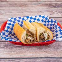 Philly Steak Sandwich · Comes with onions, bell pepper, mushrooms, and provolone cheese.