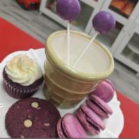 Ube~licious · The Ube Dessert Box includes 4 Ube flavored Items. May contain a mix of Cupcakes, Sammie or ...