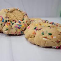 Vegan Friendly Birthday Confetti Thickum · Confetti cookie stuffed w/ blonde oreo, topped and filled with confetti sprinkles. Another m...