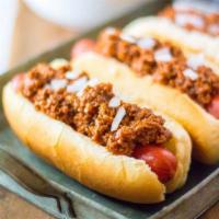 Classic Chili Dog  · Classic sized savory 100% beef hot dog with mouth watering homemade chili and your choice of...