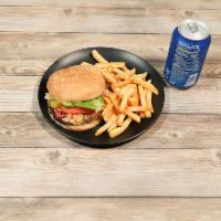 Family Special #1 · Cheeseburger, french fries and canned soda.