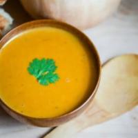 Red Lentil & Ginger Soup · Hearty thick soup. Red lentils, organic carrots, ginger herbs and seasoning.
